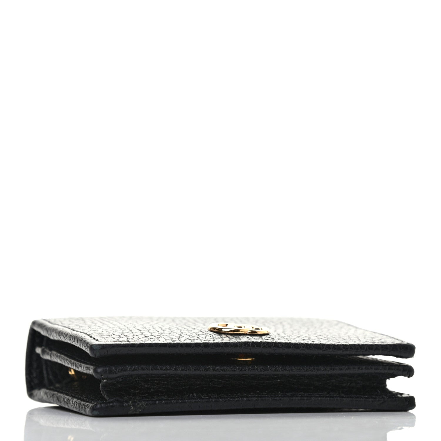 Gucci Pebbled Calfskin GG Marmont Card Case Black 3 of 6
