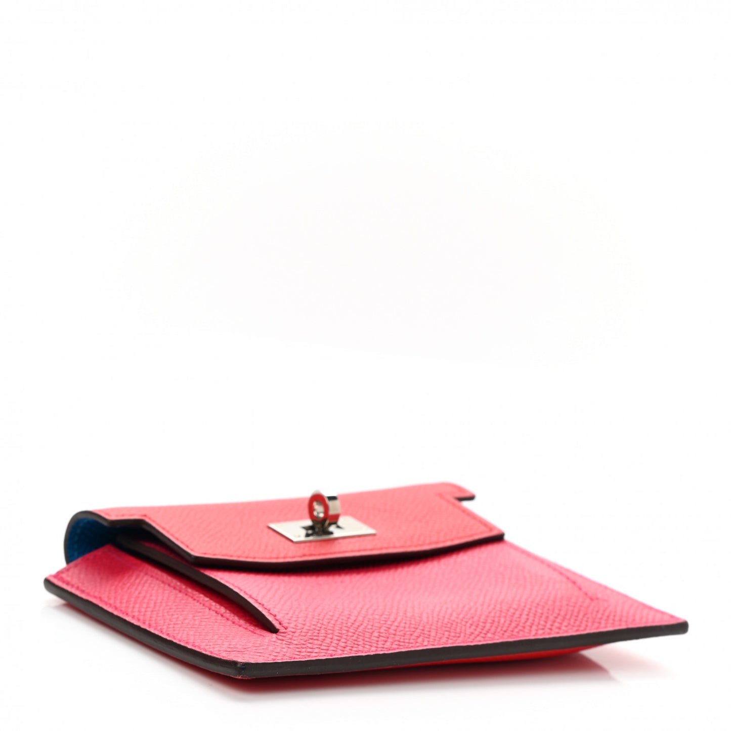 Epsom Tri-Color Kelly Pocket Compact Wallet Rouge Coeur Rose Extreme Bleu Zanzibar