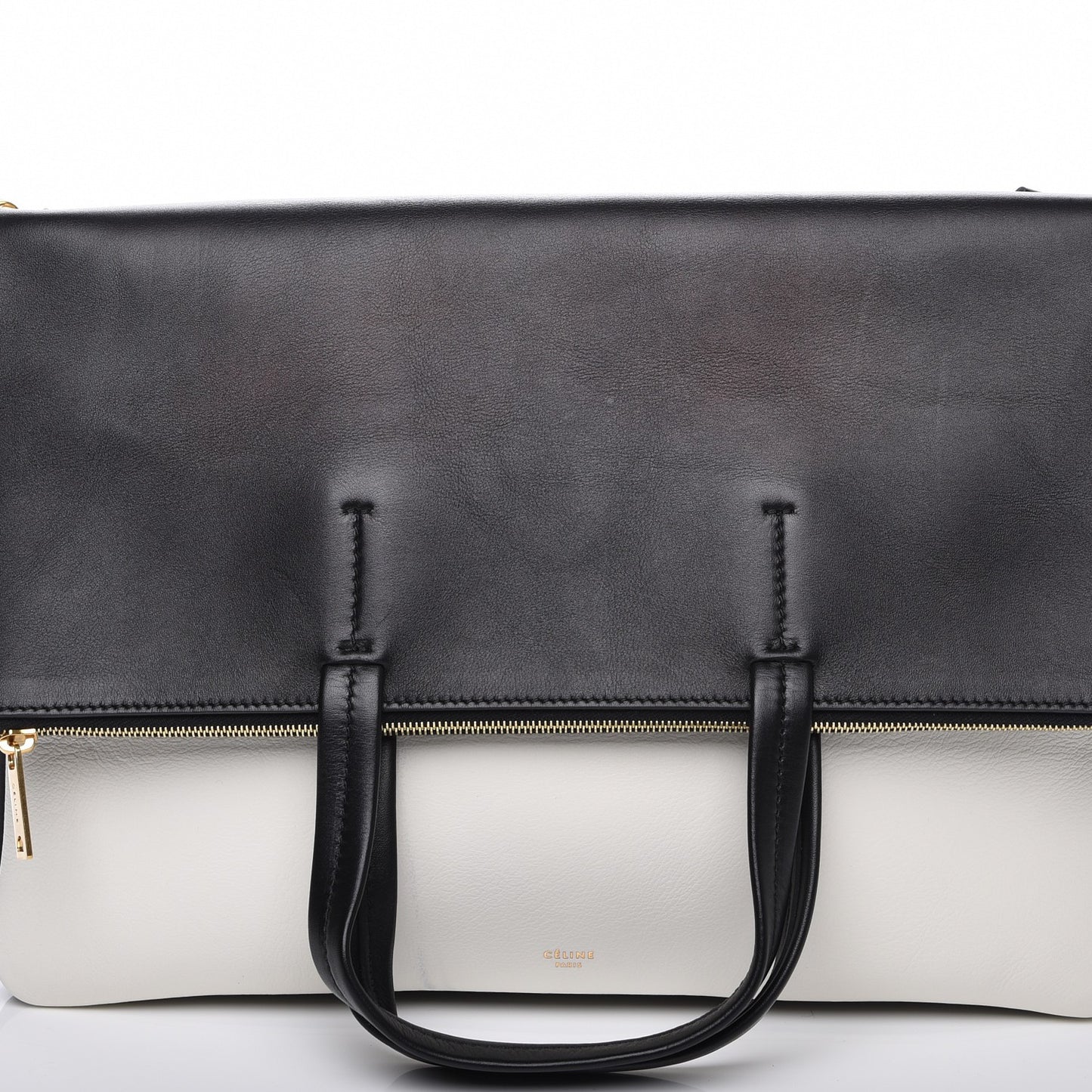 Calfskin Folded Cabas Black White