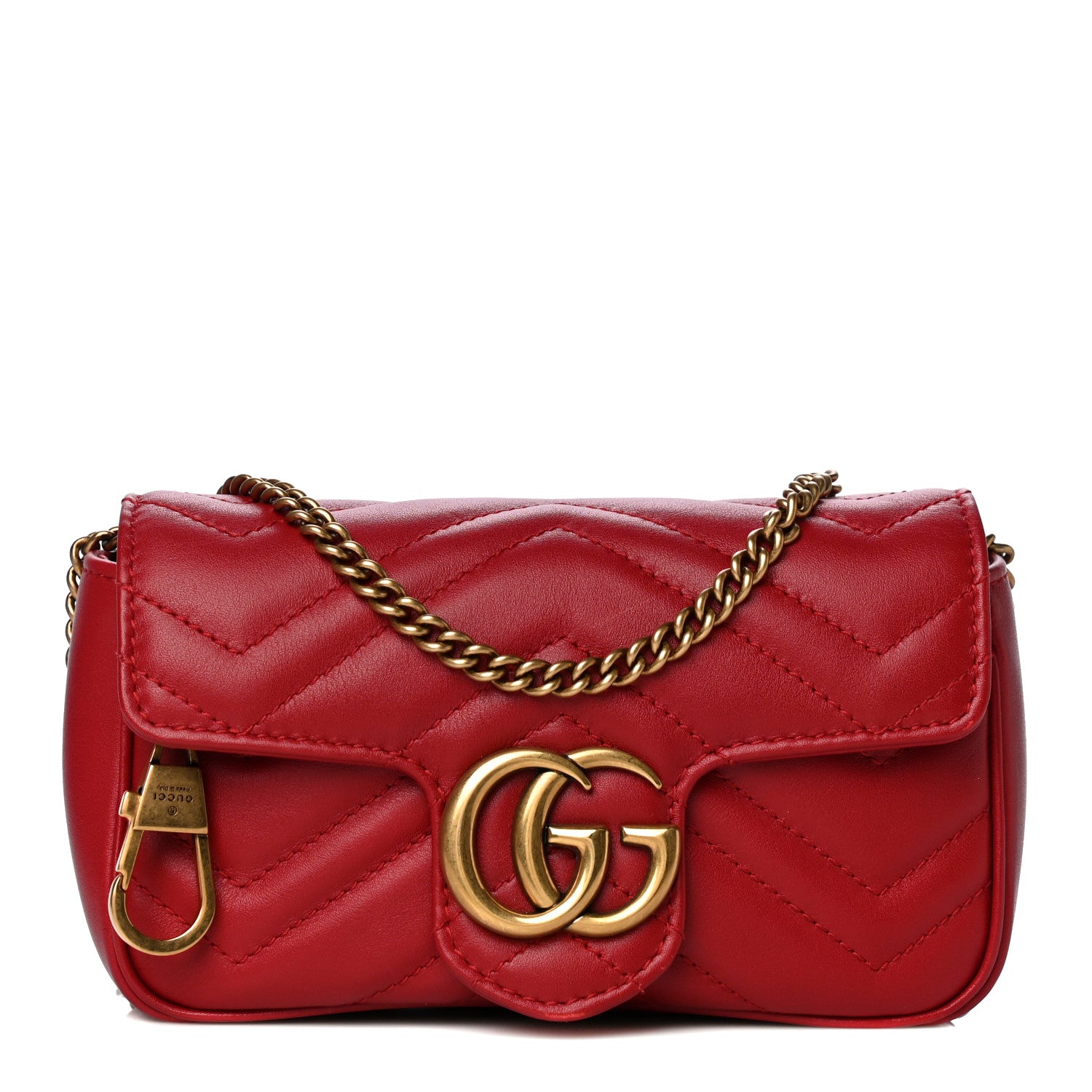 Gucci Calfskin Matelasse Super Mini GG Marmont Shoulder Bag Hibiscus Red 1 of 14