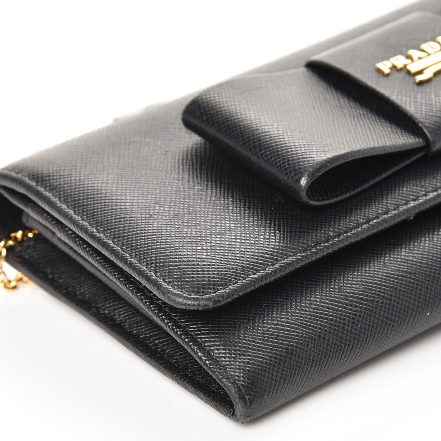 Prada Saffiano Bow Continental Wallet Nero Black 11 of 13