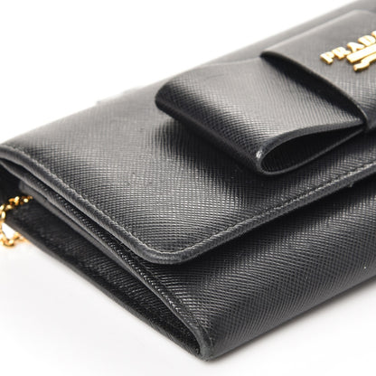 Prada Saffiano Bow Continental Wallet Nero Black 11 of 13