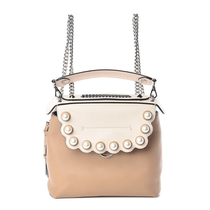 Fendi Vitello Century Pearl Bi-Color Scalloped Back to School Backpack Cuoio Camelia 1 of 10