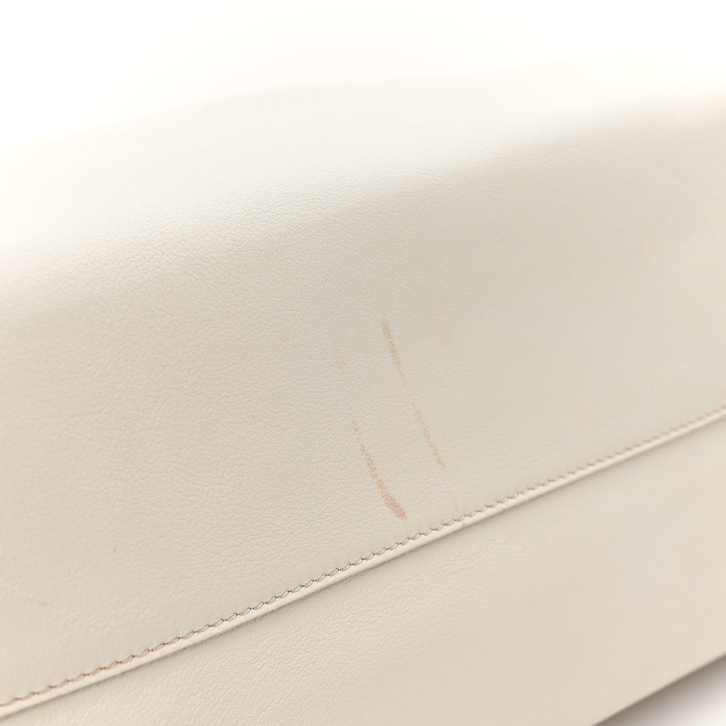 Calfskin Perforated Logo Tote White