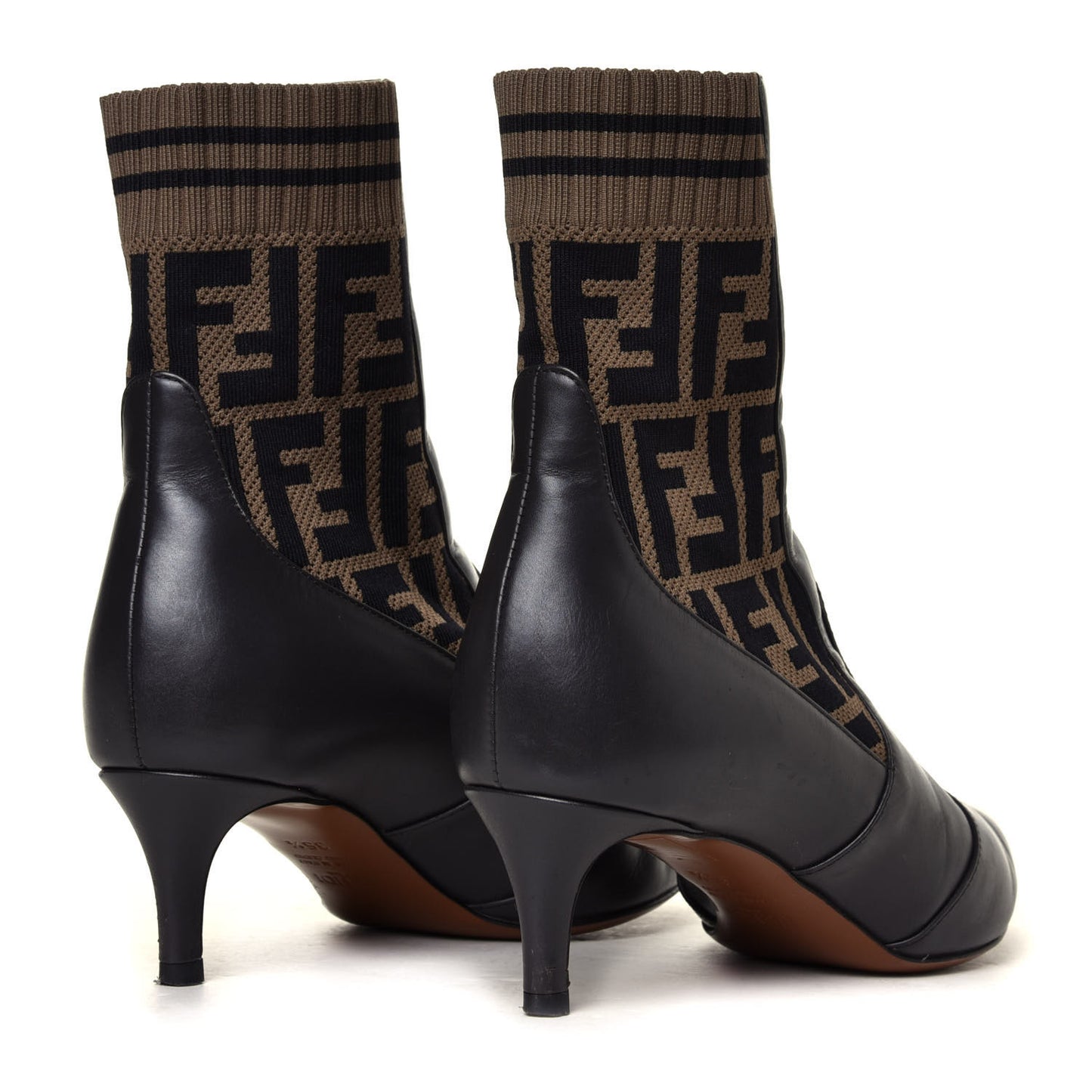 Vitellino Microfiber Fabric FF Rockoko Low Heel Sock Boots 35.5 Black Tobacco