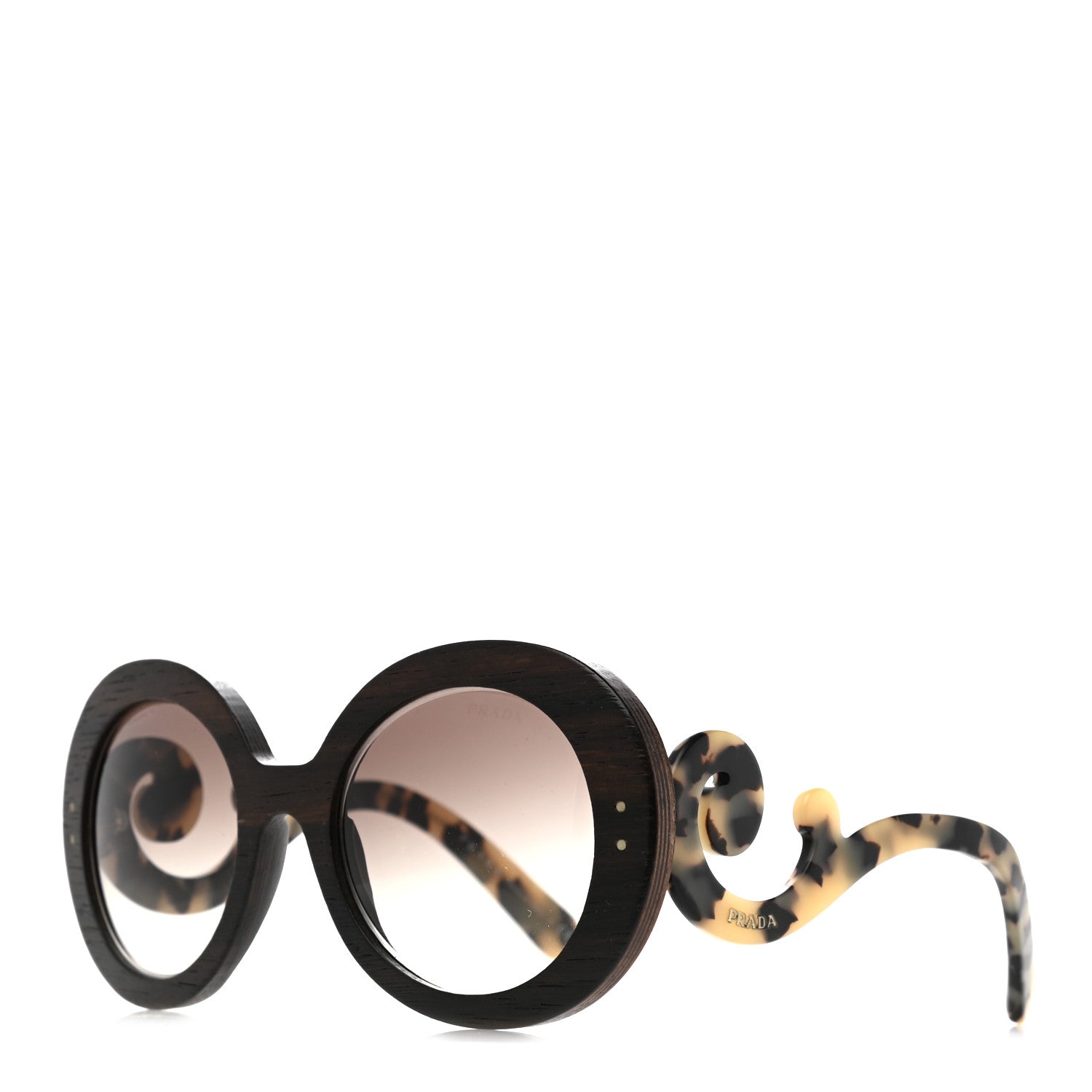Prada Wooden Baroque Sunglasses SPR 27R Tortoise Dark Brown 1 of 7