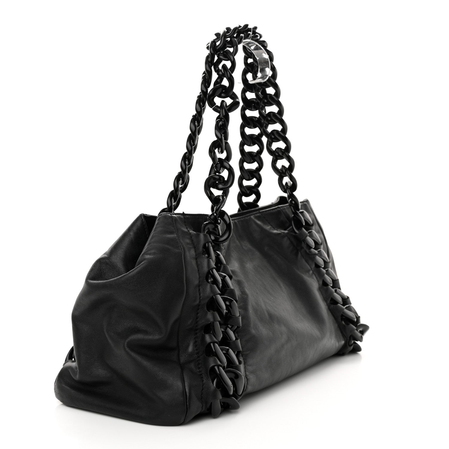 Chanel Calfskin Modern Chain Rhodoid East West Tote Black 3 of 18