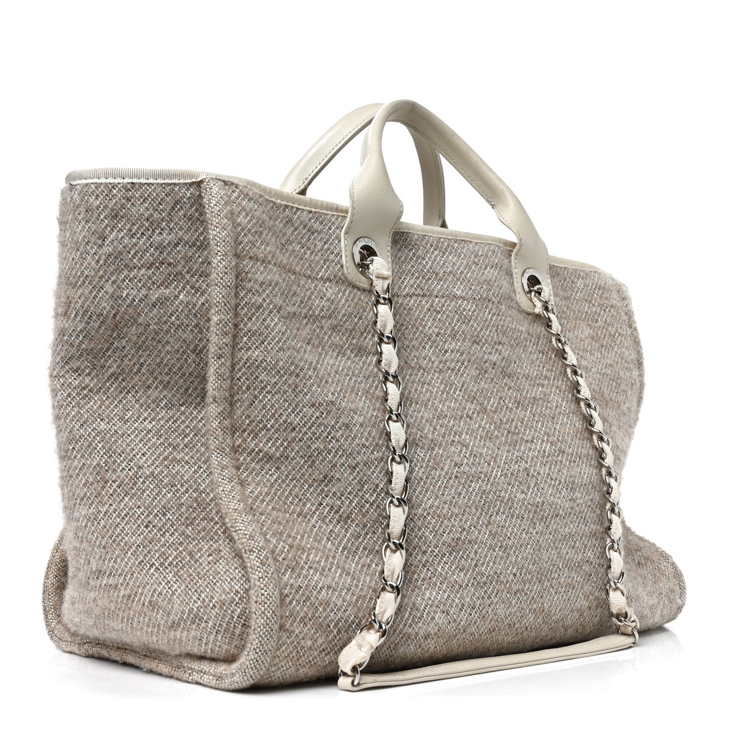 Chanel Mixed Fibers Calfskin Medium Deauville Tote Beige 3 of 10