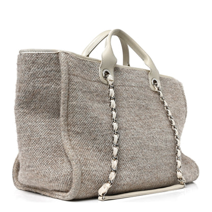 Chanel Mixed Fibers Calfskin Medium Deauville Tote Beige 3 of 10