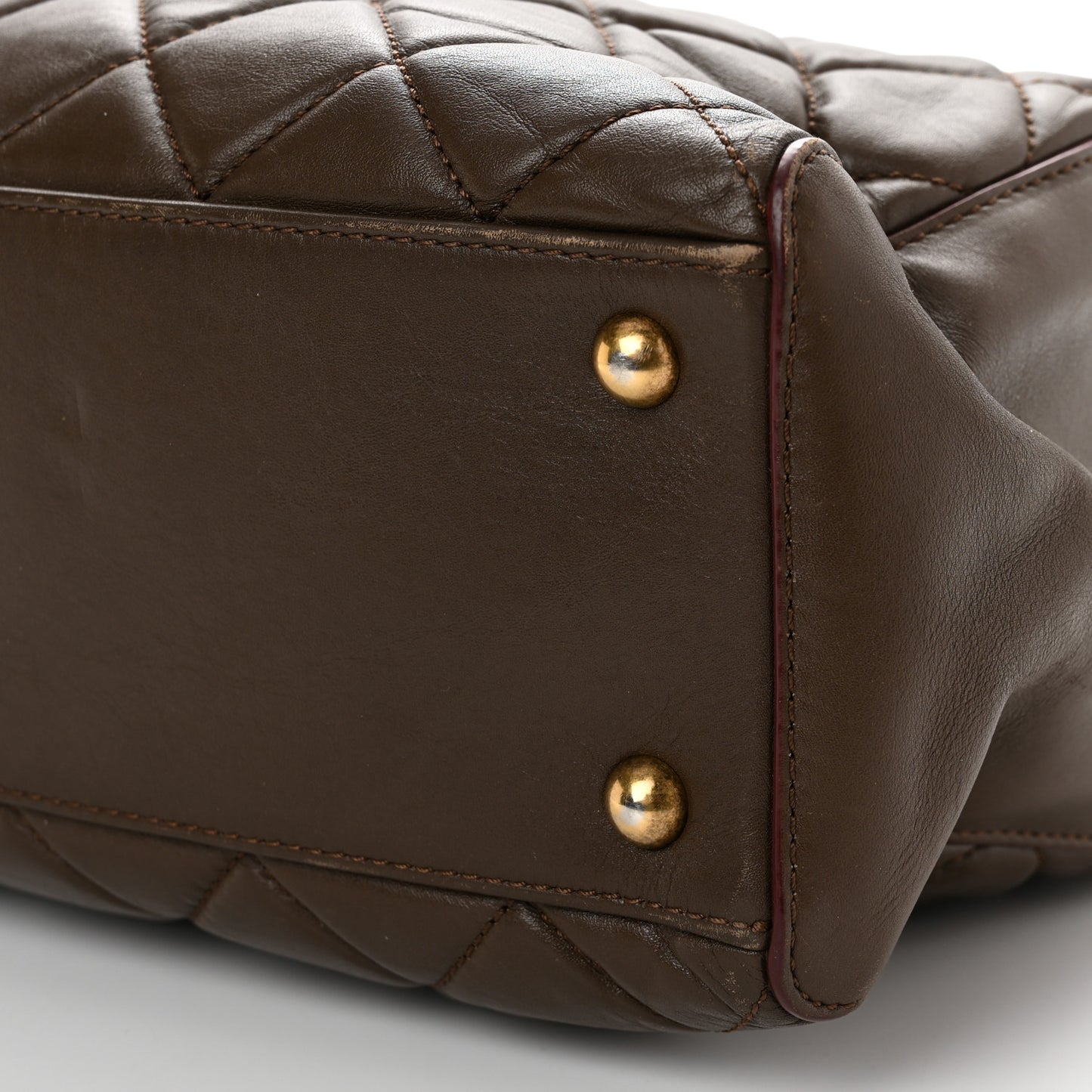 Calfskin Quilted Perfect Edge Tote Brown