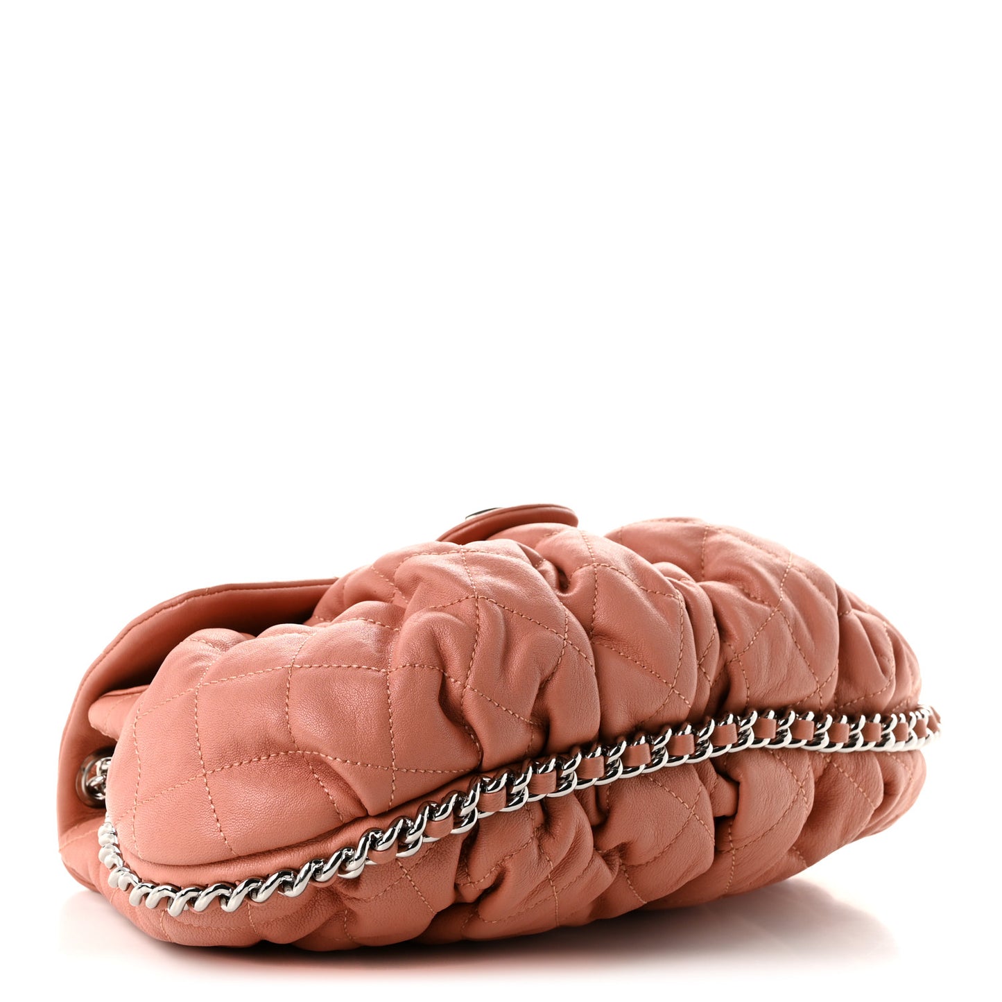 Washed Lambskin Quilted Medium Chain Around Messenger Pink