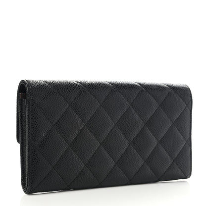 Chanel Caviar Quilted Large Gusset Flap Wallet Black 3 of 9