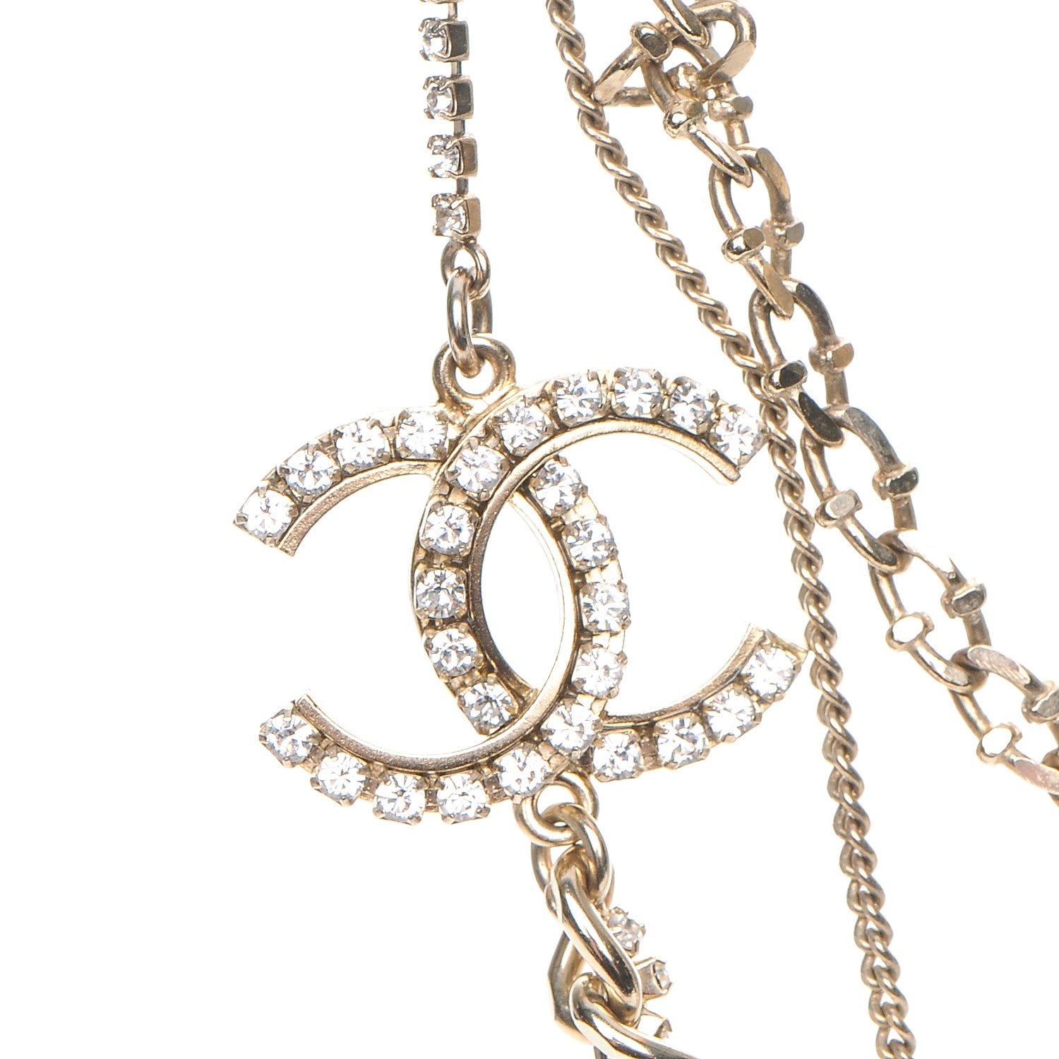 Chanel Crystal Chain CC Necklace Gold 4 of 7
