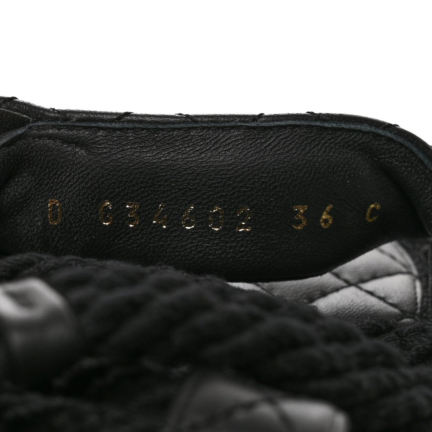 Cord Lambskin Quilted Logo Sandals 36 Black