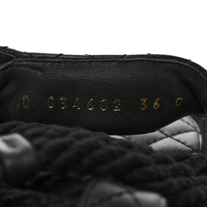 Chanel Cord Lambskin Quilted Logo Sandals 36 Black 6 of 8