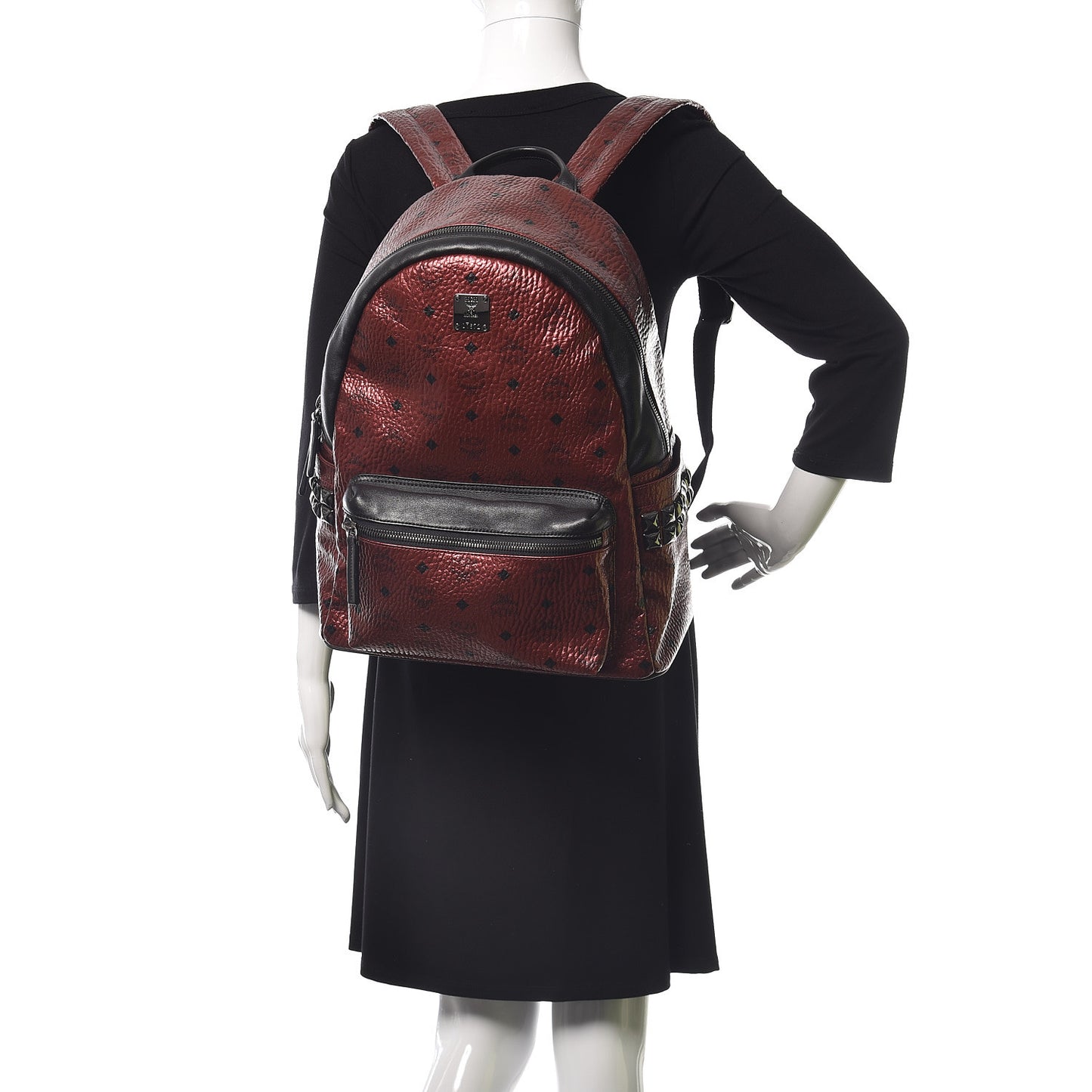 Metallic Visetos Medium Side Stud Stark Backpack Scooter Red Black