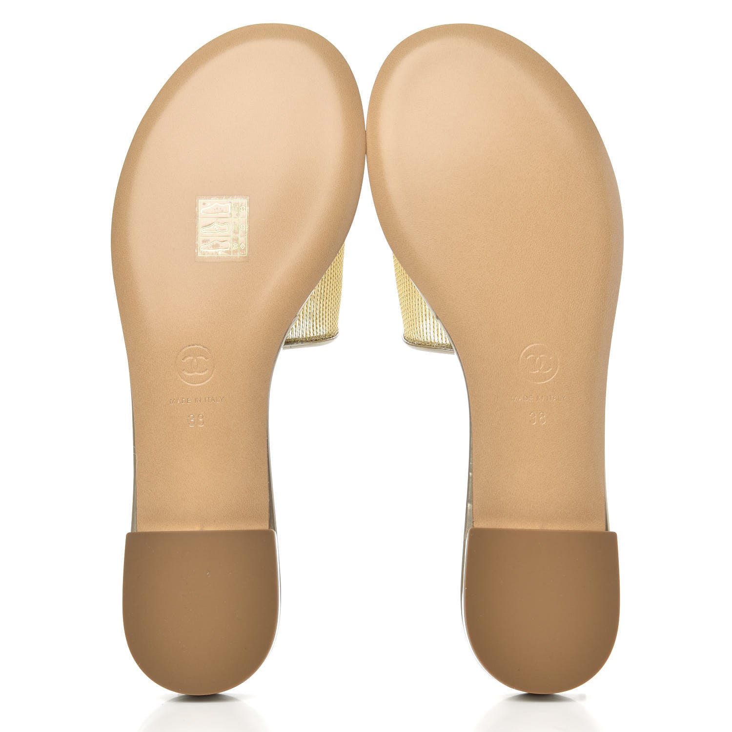 Chanel Glitter Mesh Patent Calfskin CC Mules 38 Gold 5 of 8