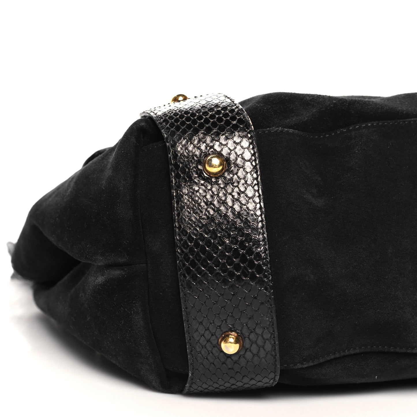 Snakeskin Suede Medium Pelham Shoulder Bag Black