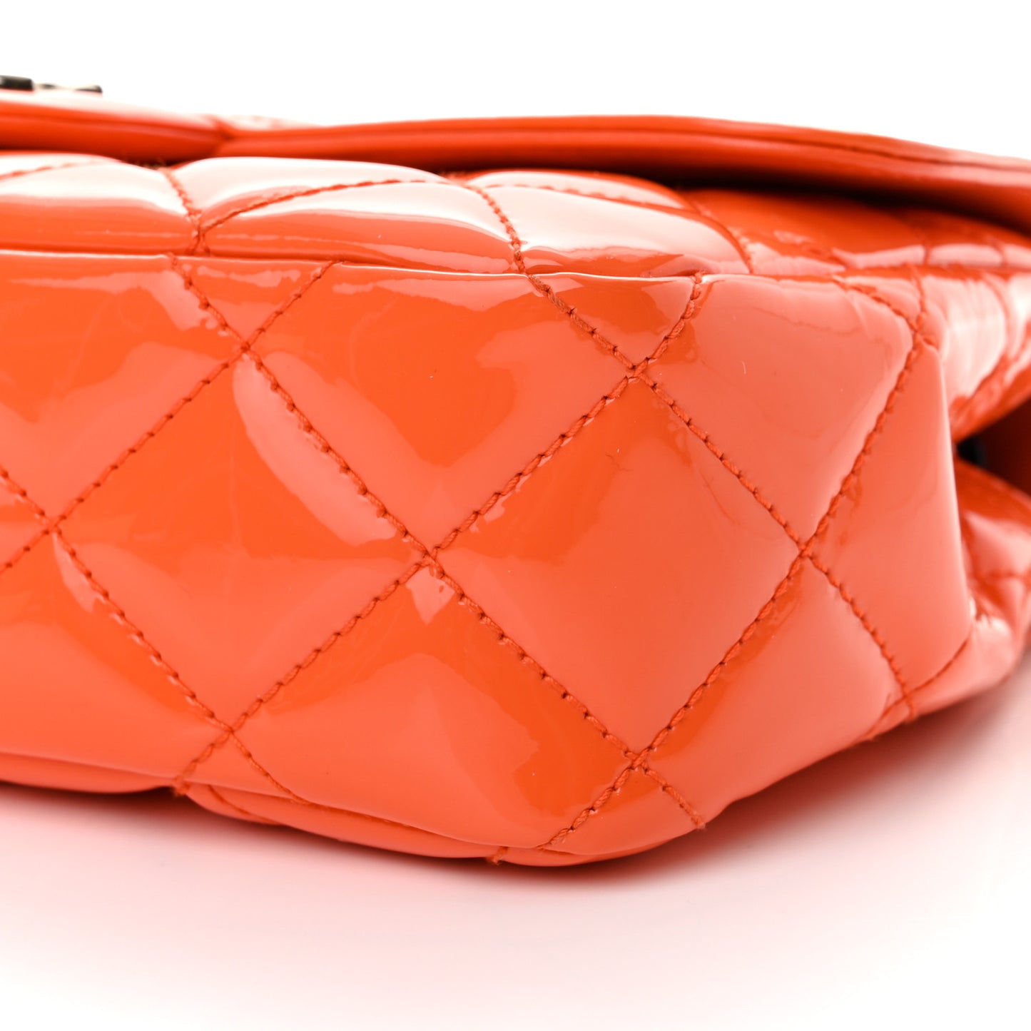 Patent Quilted Small Coco Shine Flap Orange