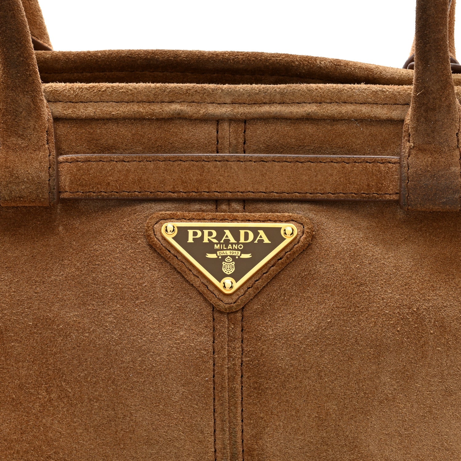 Prada Suede Triangle Medium Bonnie Shoulder Bag Cacao 6 of 9