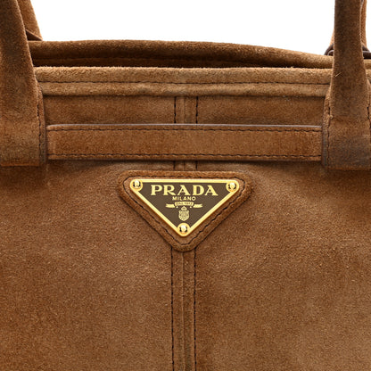 Prada Suede Triangle Medium Bonnie Shoulder Bag Cacao 6 of 9