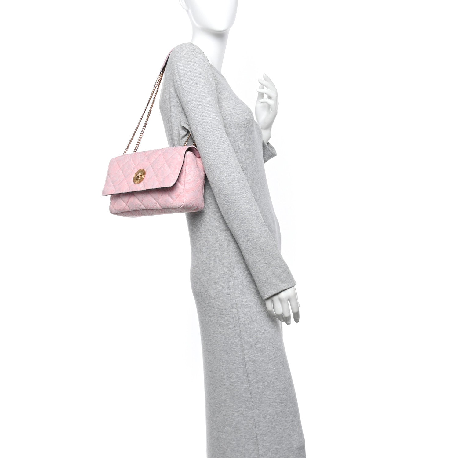 Versace Baroque Jacquard Quilted Medium Medusa Shoulder Bag Baby Pink 2 of 10