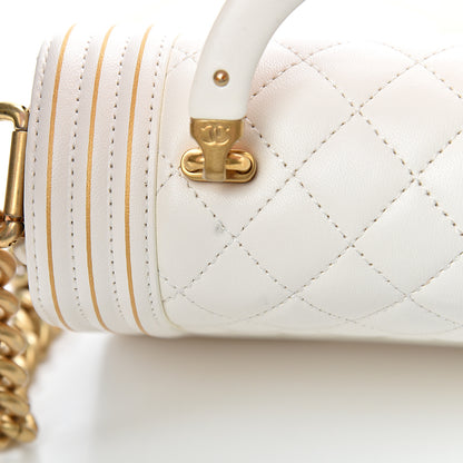 Chanel Lambskin Quilted Small Boy Studded Handle Flap White 13 of 15