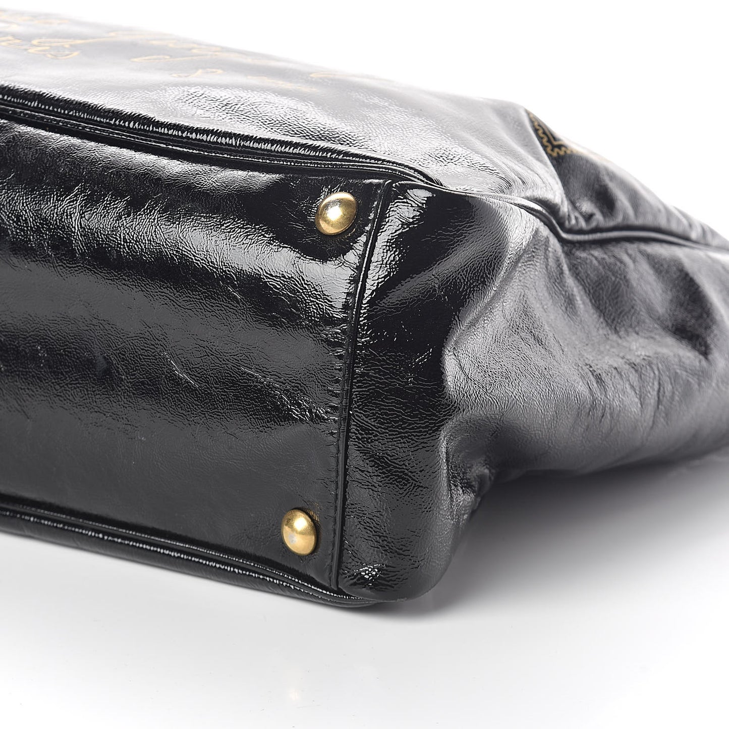 Textured Patent Y-Mail Tote Black