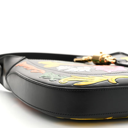 Gucci Calfskin Floral Small Jackie 1961 Hobo Black 9 of 10