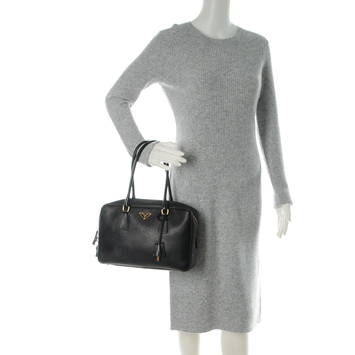 Prada Saffiano Lux Bowler Black 2 of 7