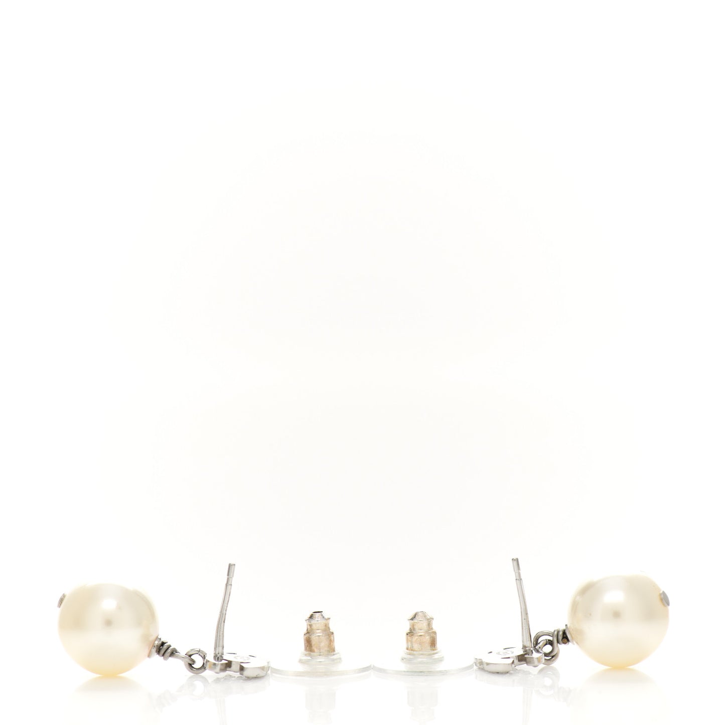 Crystal Pearl CC Drop Earrings Gold