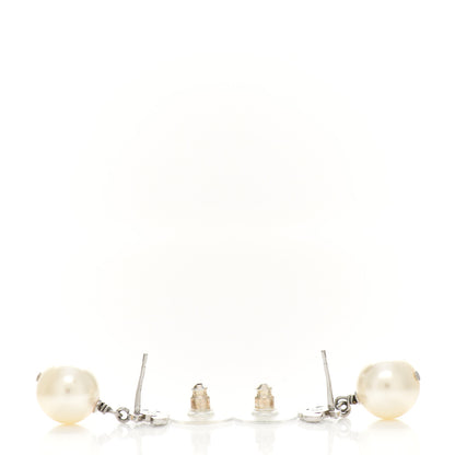 Chanel Crystal Pearl CC Drop Earrings Gold 3 of 4
