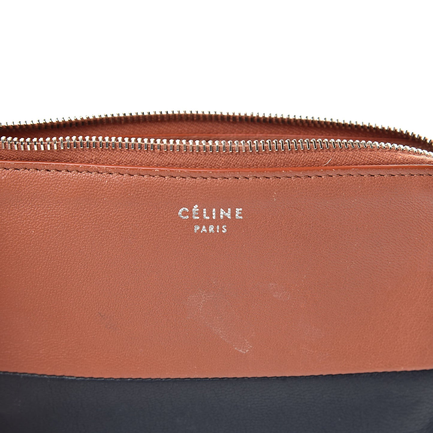 Lambskin Bi-Color Solo Coin Card Case Terracotta Navy