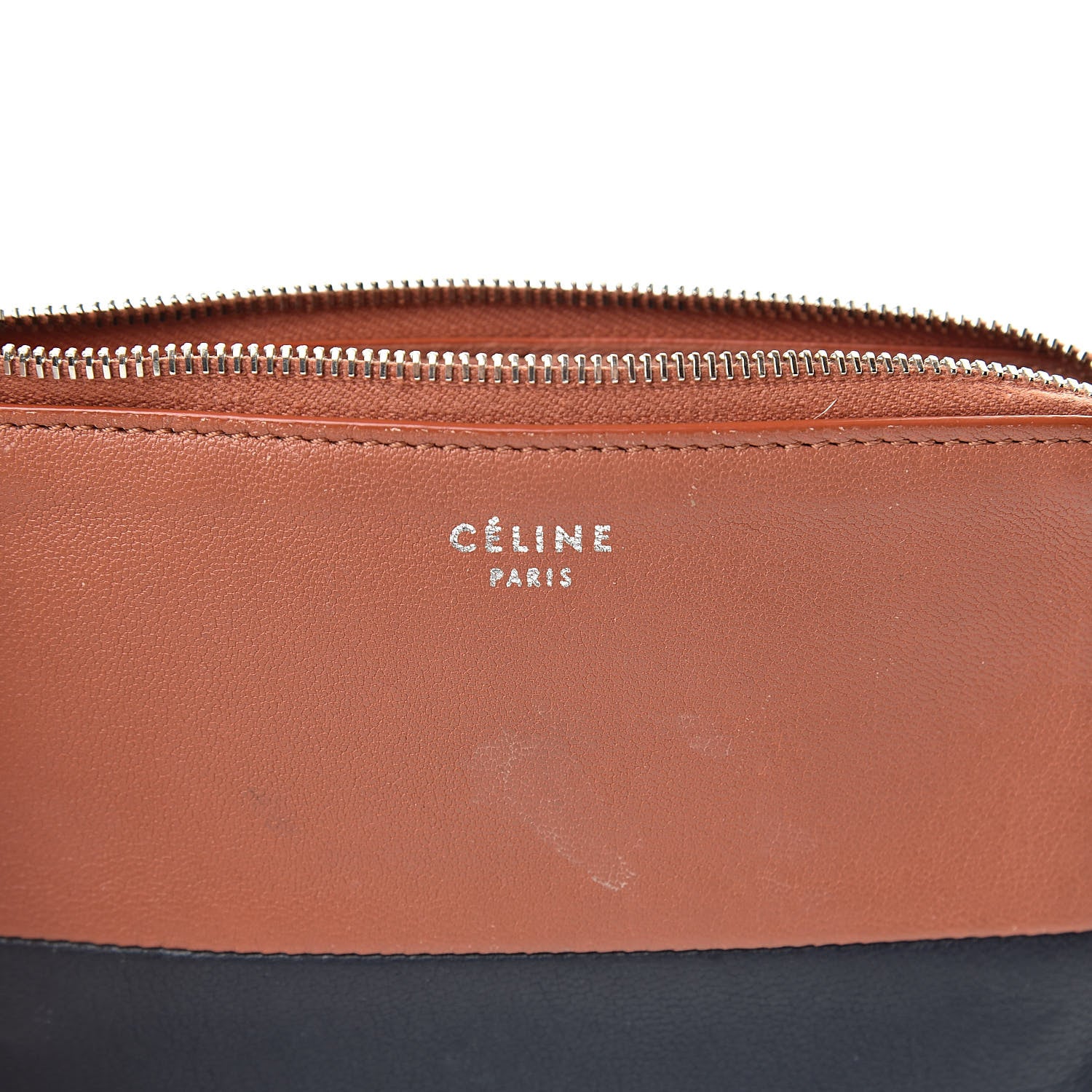 Celine Lambskin Bi-Color Solo Coin Card Case Terracotta Navy 6 of 11