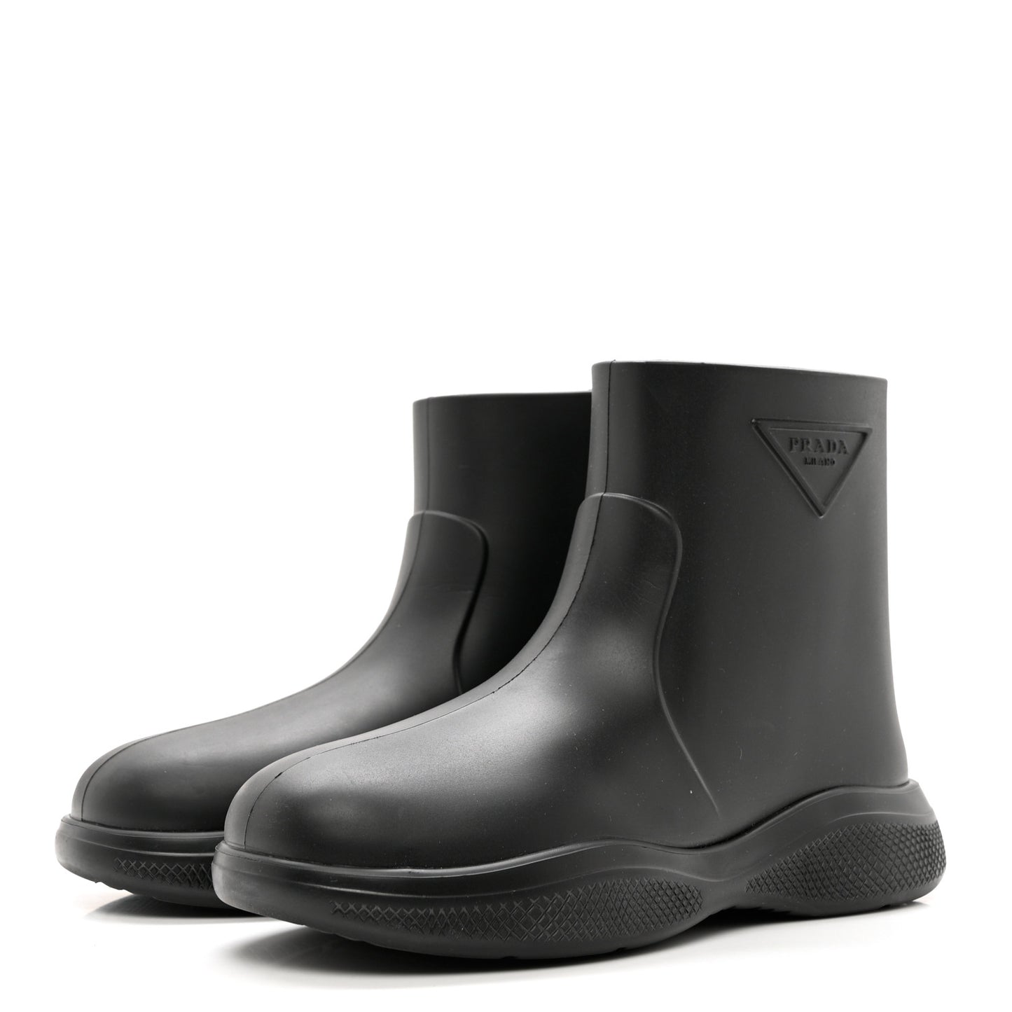 Soft Mellow Rubber Triangle Logo Embossed Womens 25mm Booties 37 Black