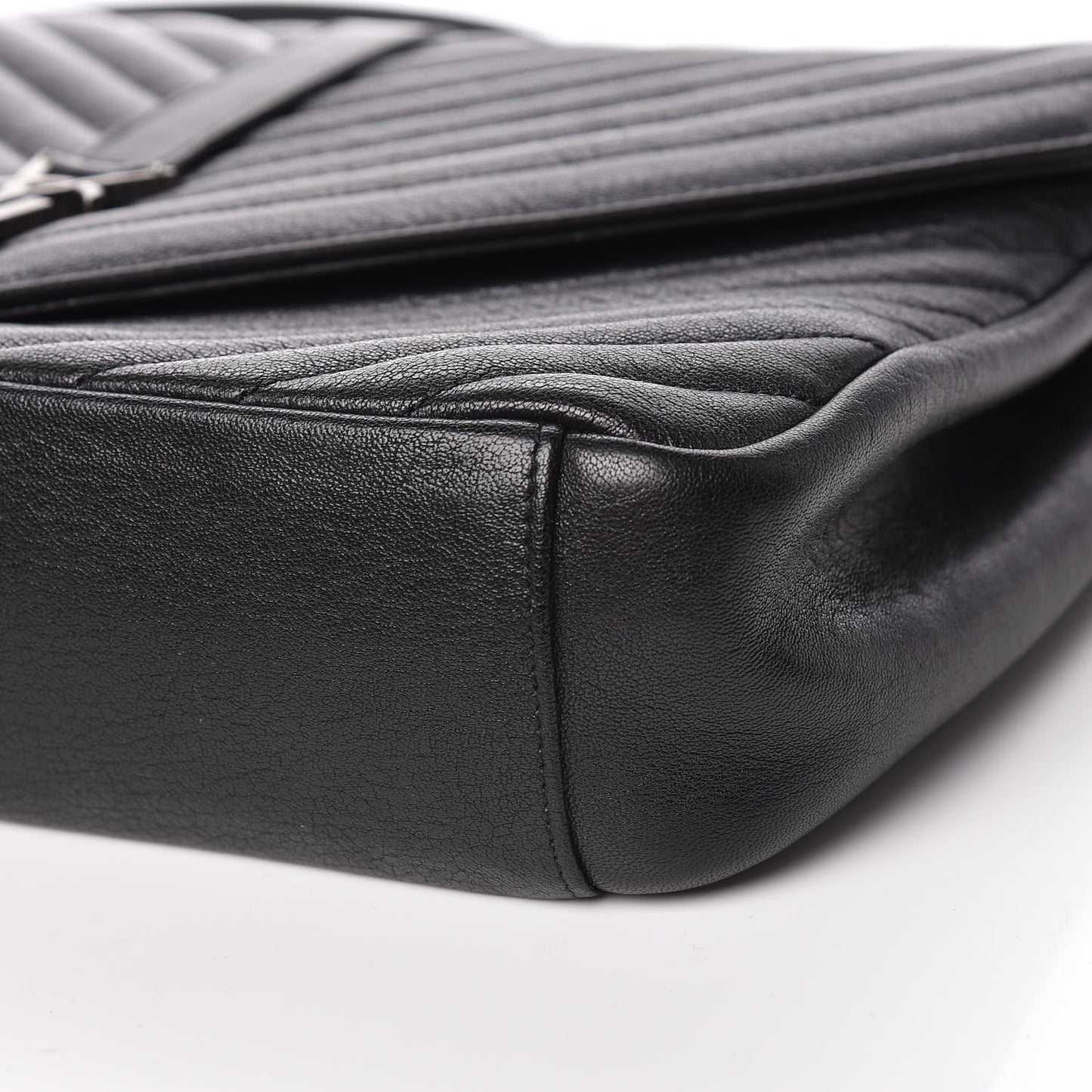 Sheepskin Matelasse Chevron Monogram Large College Satchel Black