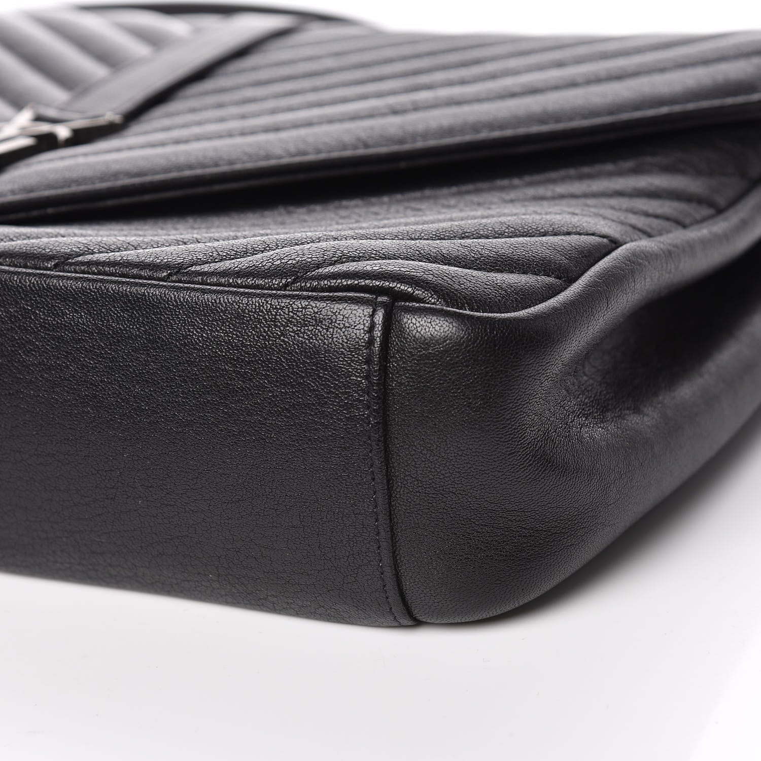 Saint Laurent Sheepskin Matelasse Chevron Monogram Large College Satchel Black 6 of 11