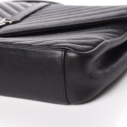 Saint Laurent Sheepskin Matelasse Chevron Monogram Large College Satchel Black 6 of 11