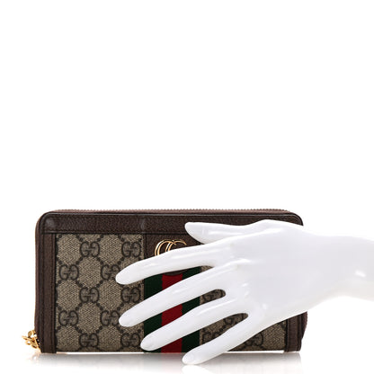 Gucci GG Supreme Monogram Web Ophidia Zip Around Wallet Brown 2 of 8