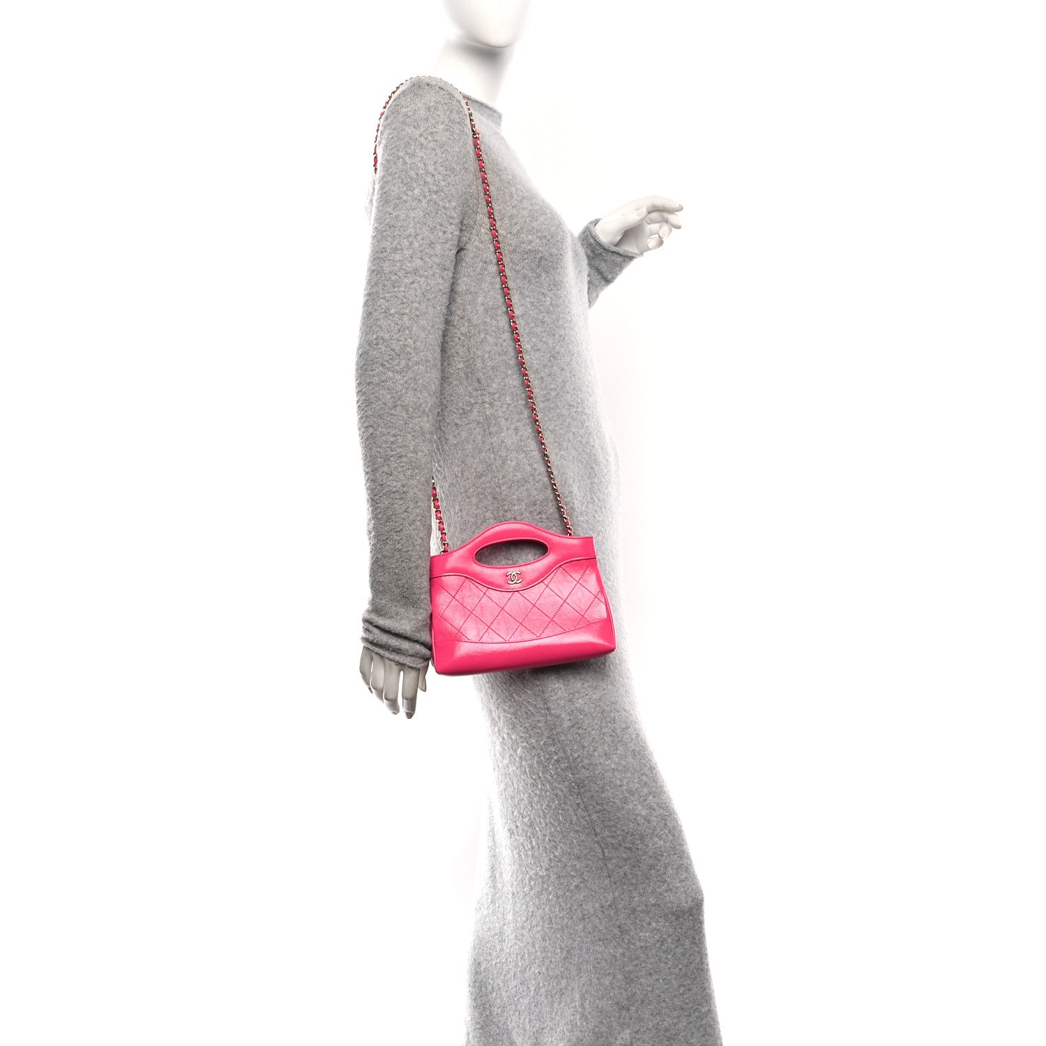 Chanel Shiny Crumpled Calfskin Quilted Nano 31 Shopping Bag Pink 2 of 11