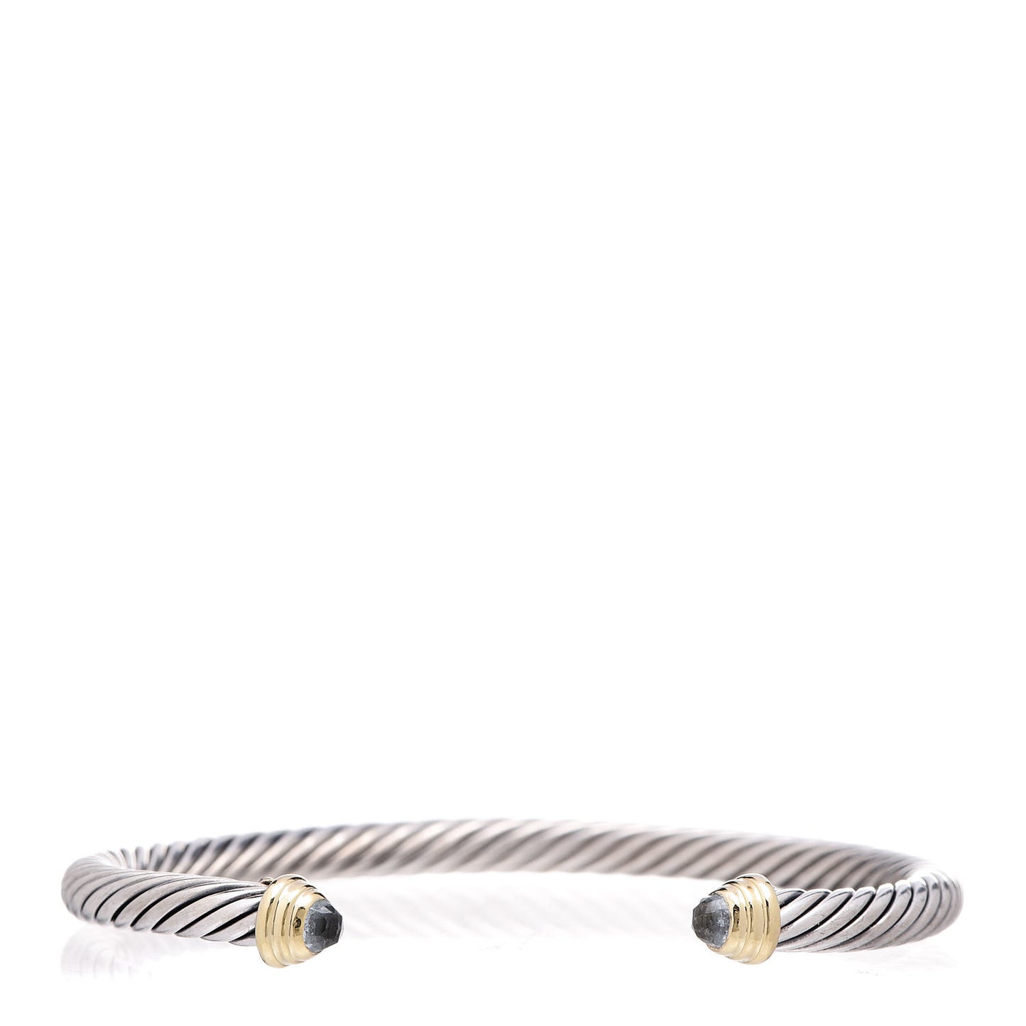 Sterling Silver 14K Yellow Gold Aquamarine 4mm Kids Cable Bracelet