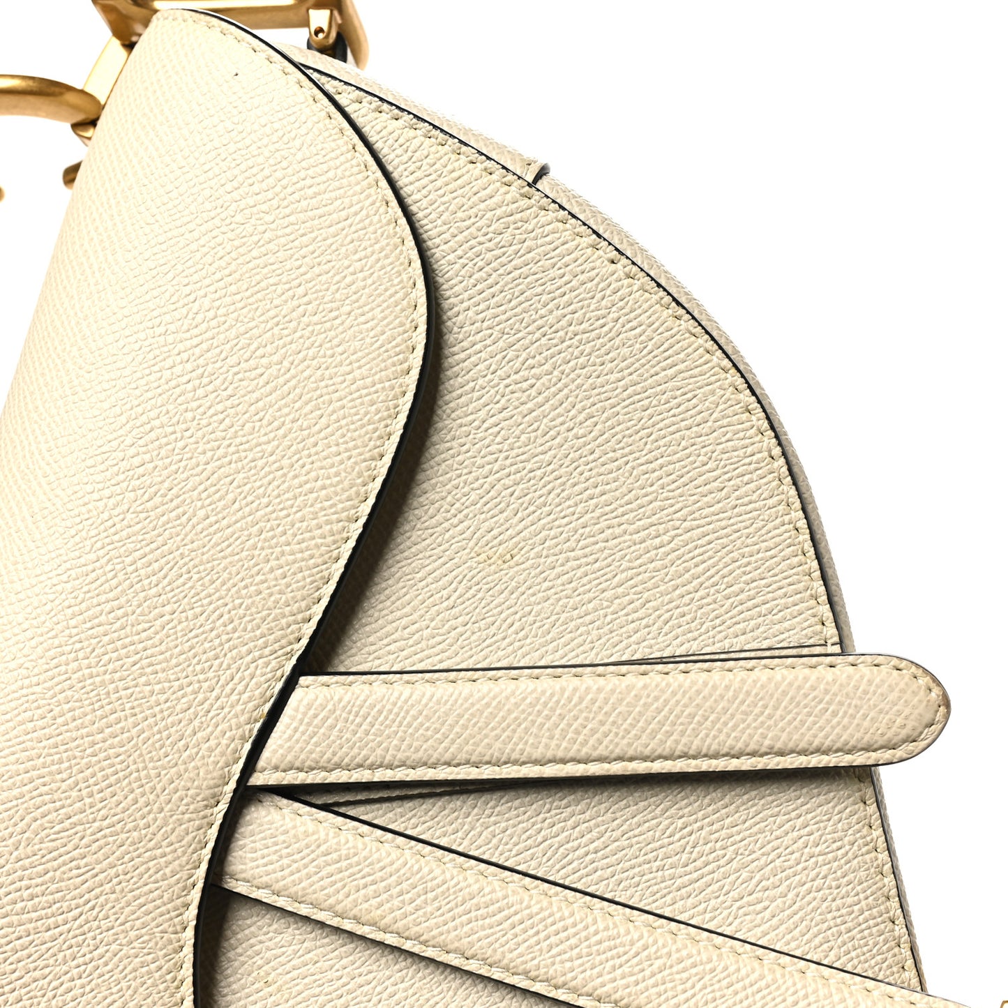 Grained Calfskin Saddle Bag White