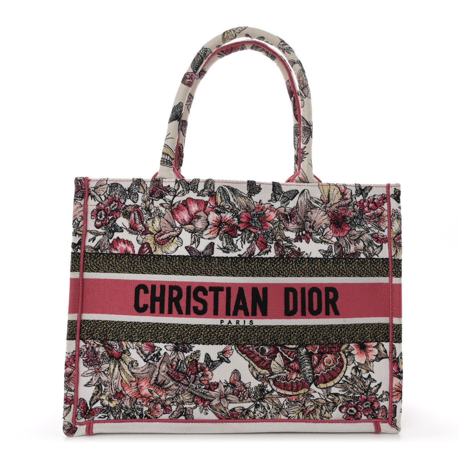 Christian Dior Canvas Embroidered Medium Butterfly Print Book Tote Multicolor 1 of 14