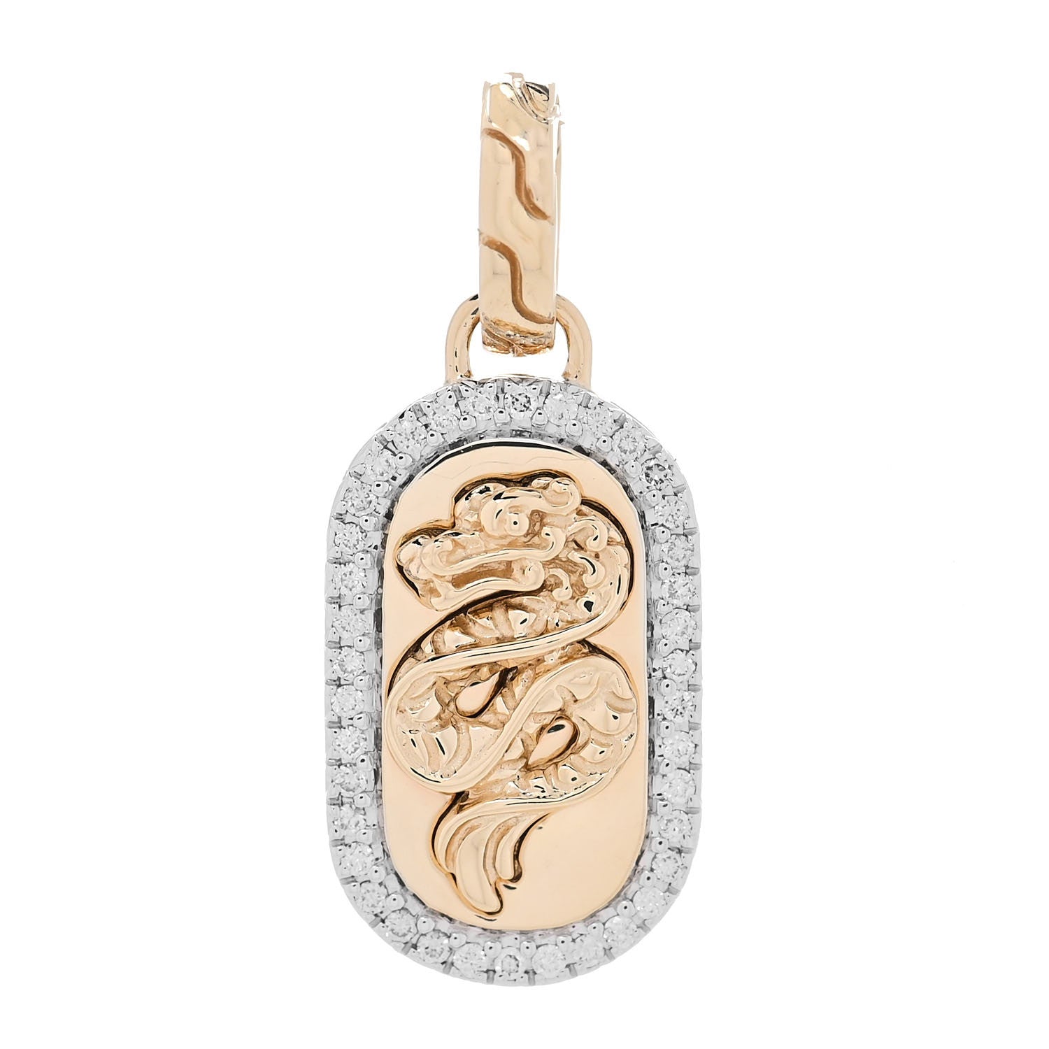 John Hardy 14K Yellow Gold Diamond Legends Naga Amulet Pendant 1 of 5