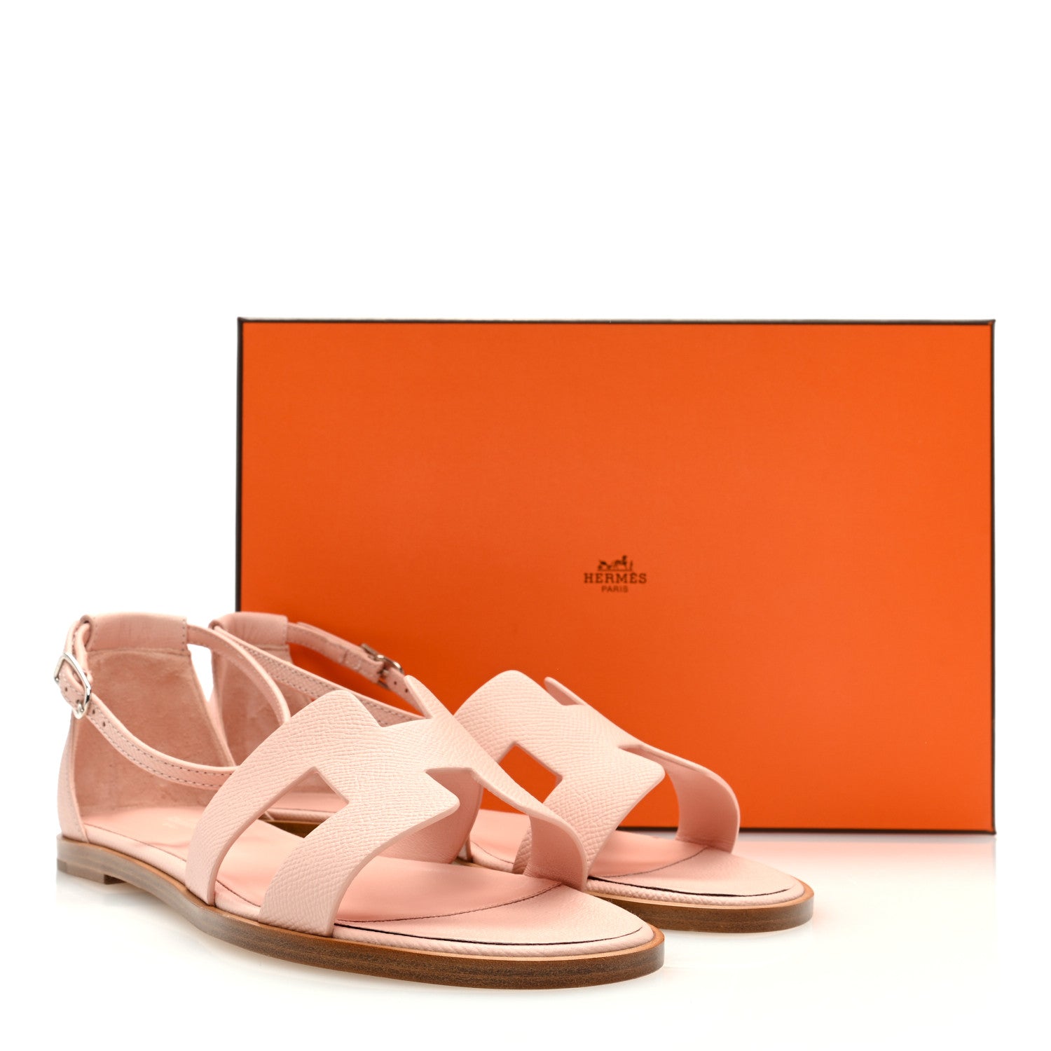 Hermes Epsom Santorini Sandals 39.5 Rose Porcelaine 9 of 9