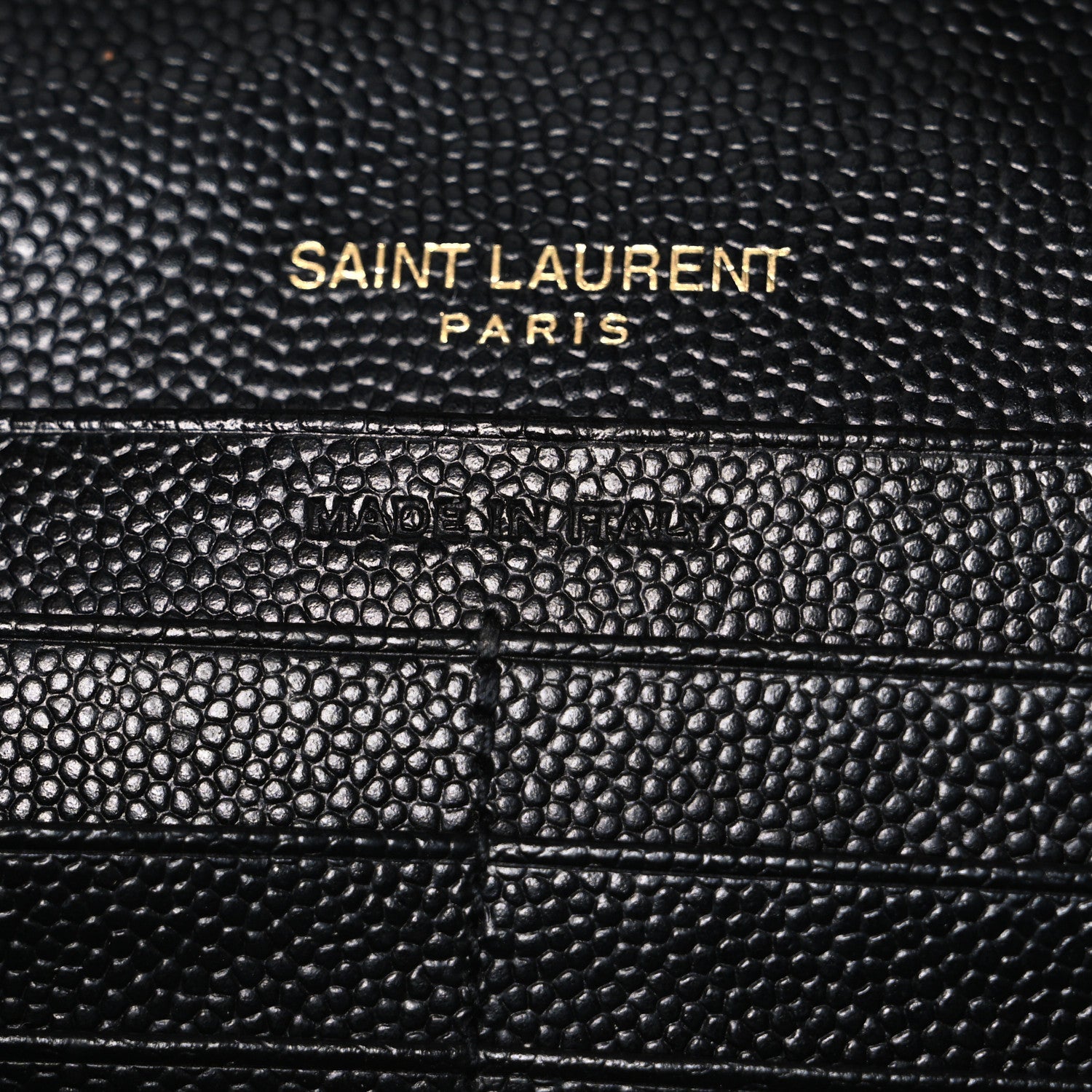 Saint Laurent Grain De Poudre Matelasse Chevron Monogram Chain Wallet Black 6 of 11