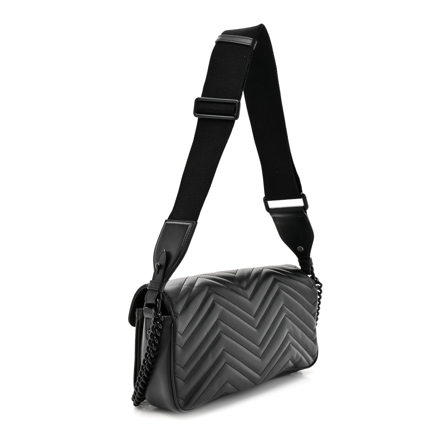 Calfskin Matelasse Monochrome GG Marmont Crossbody Shoulder Bag Black