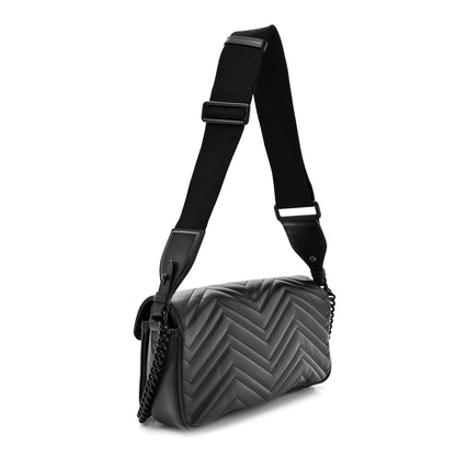 Gucci Calfskin Matelasse Monochrome GG Marmont Crossbody Shoulder Bag Black 3 of 15