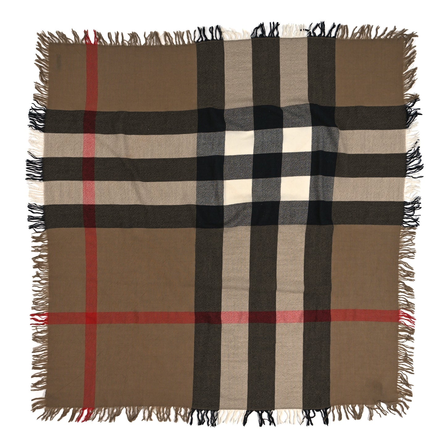 Wool Silk Gauze Giant Check Lightweight Scarf Archive Beige