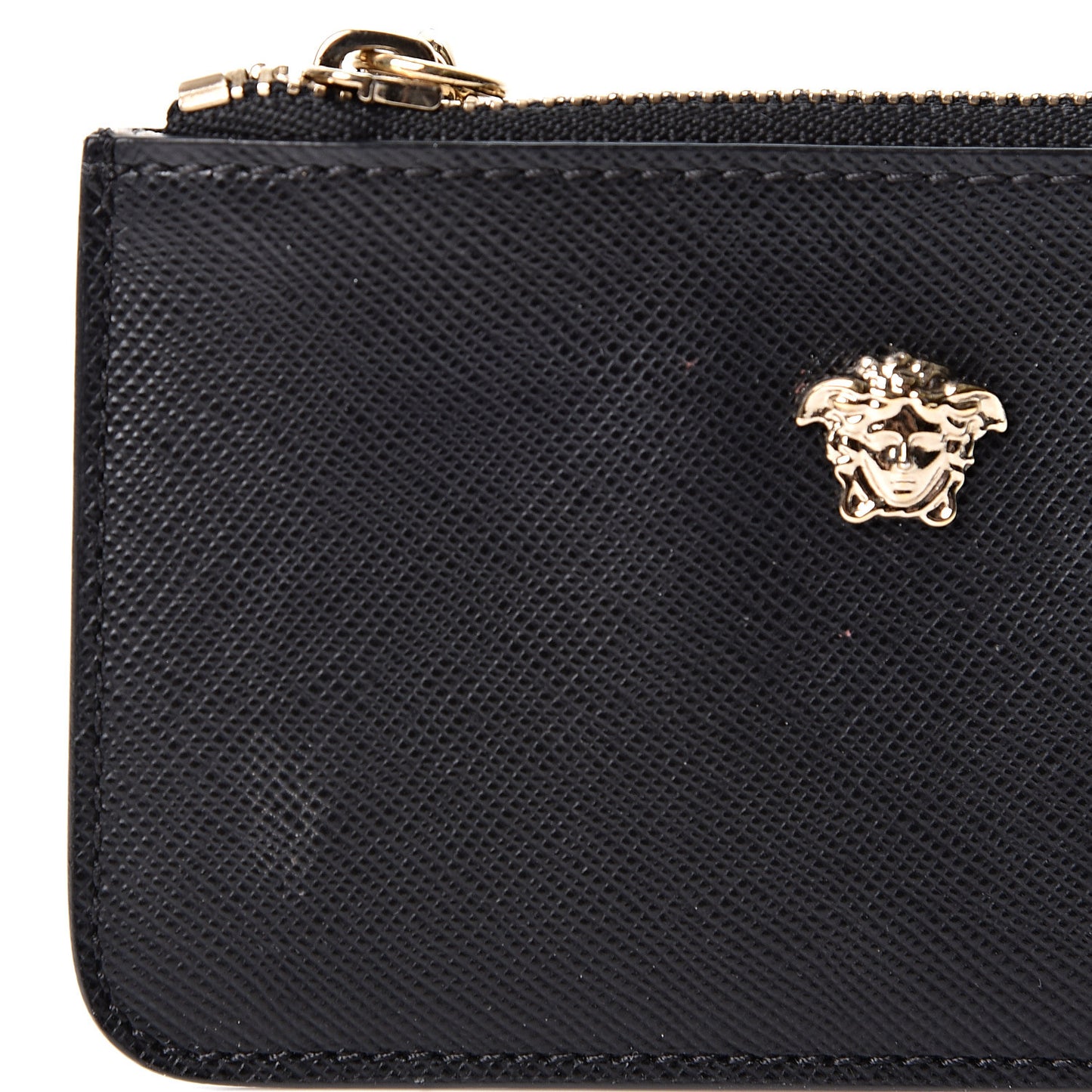 Saffiano Calfskin Medusa Coin Pouch Black